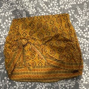 Free People Orange Patterned Mini Skirt